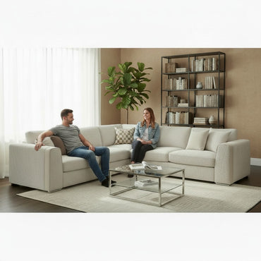 Naples Beige Fabric Large Corner Sofa
