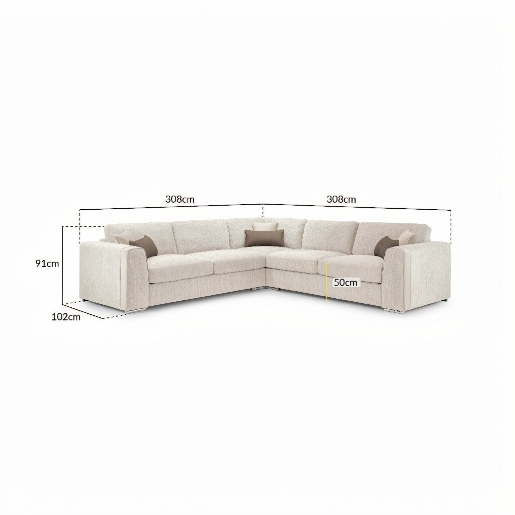 Naples Beige Fabric Large Corner Sofa