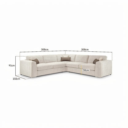 Naples Beige Fabric Large Corner Sofa