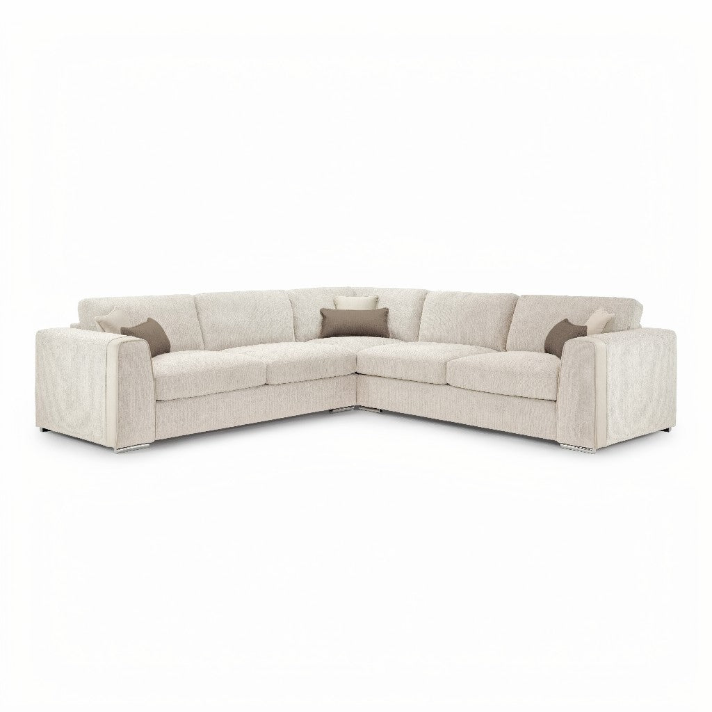 Naples Beige Fabric Large Corner Sofa
