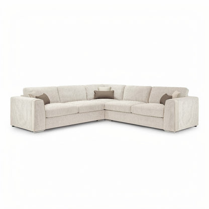 Naples Beige Fabric Large Corner Sofa