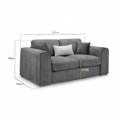 Naples Grey Fabric 2 Seater Sofa