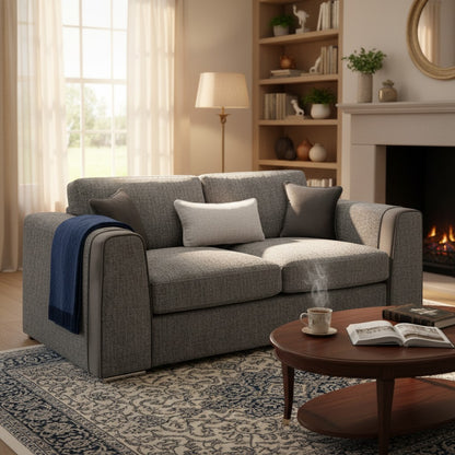 Naples Grey Fabric 3 Seater Sofa