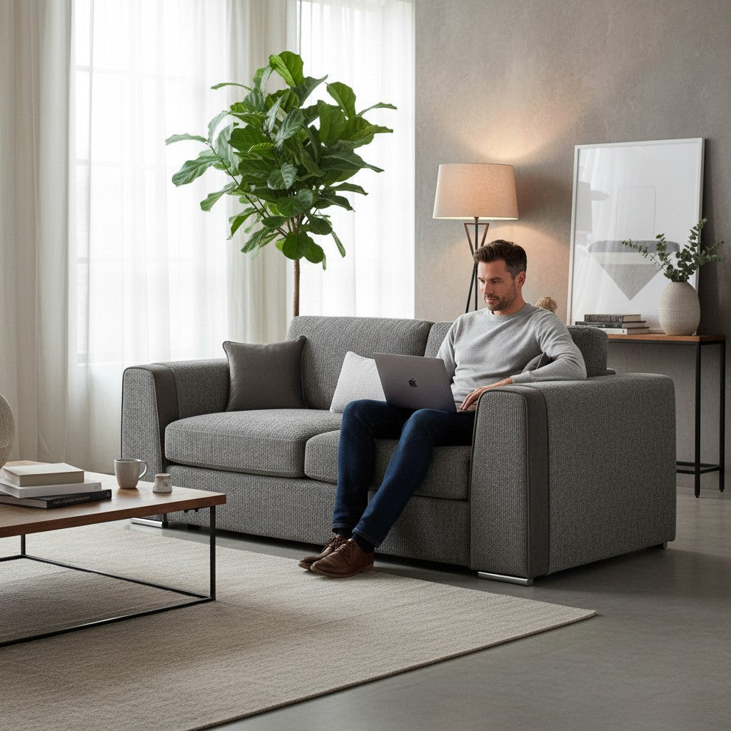 Naples Grey Fabric 3 Seater Sofa
