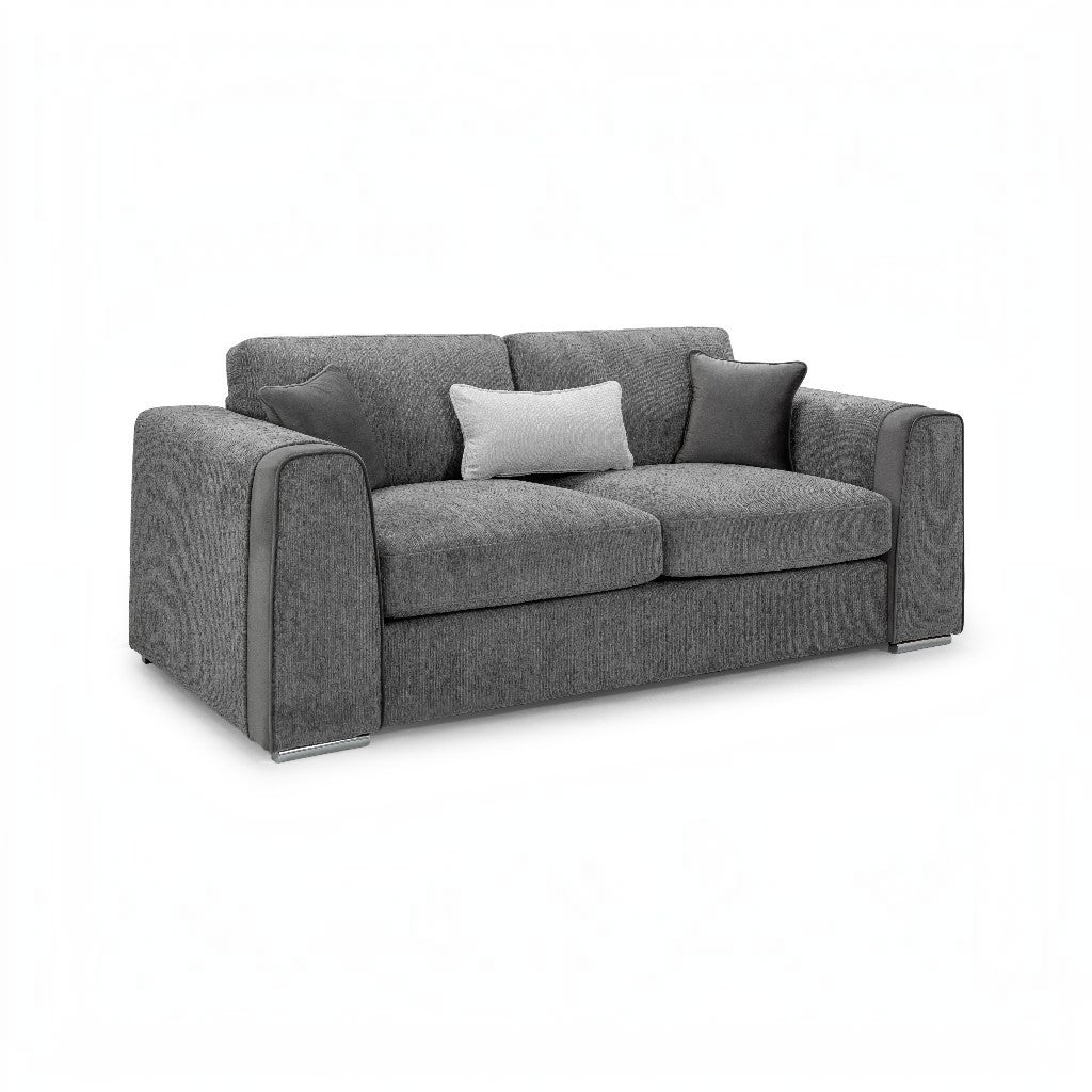 Naples Grey Fabric 3 Seater Sofa