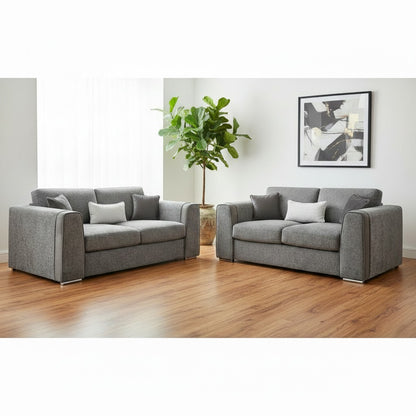 Naples Grey Fabric 3+2 Sofa Suite