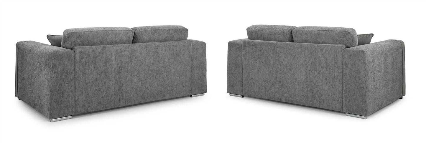 Naples Grey Fabric 3+2 Sofa Suite