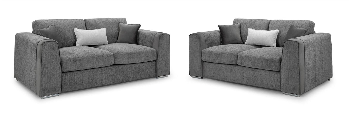 Naples Grey Fabric 3+2 Sofa Suite
