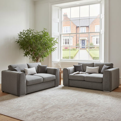 Naples Grey Fabric 3+2 Sofa Suite