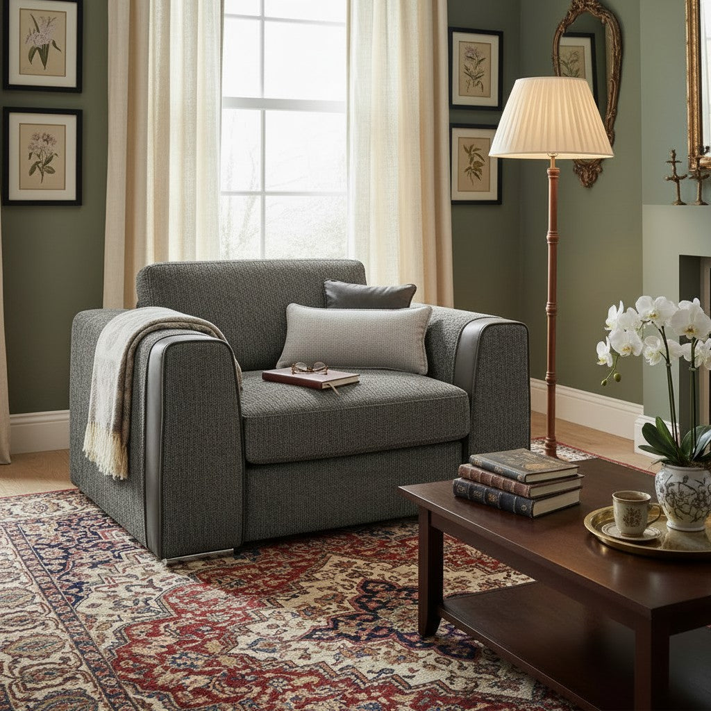 Naples Grey Fabric Armchair