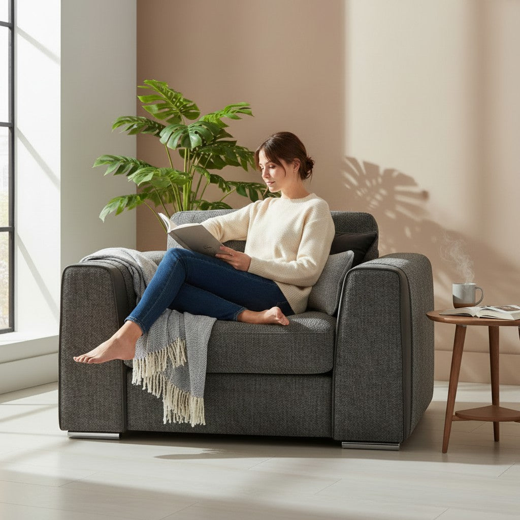 Naples Grey Fabric Armchair