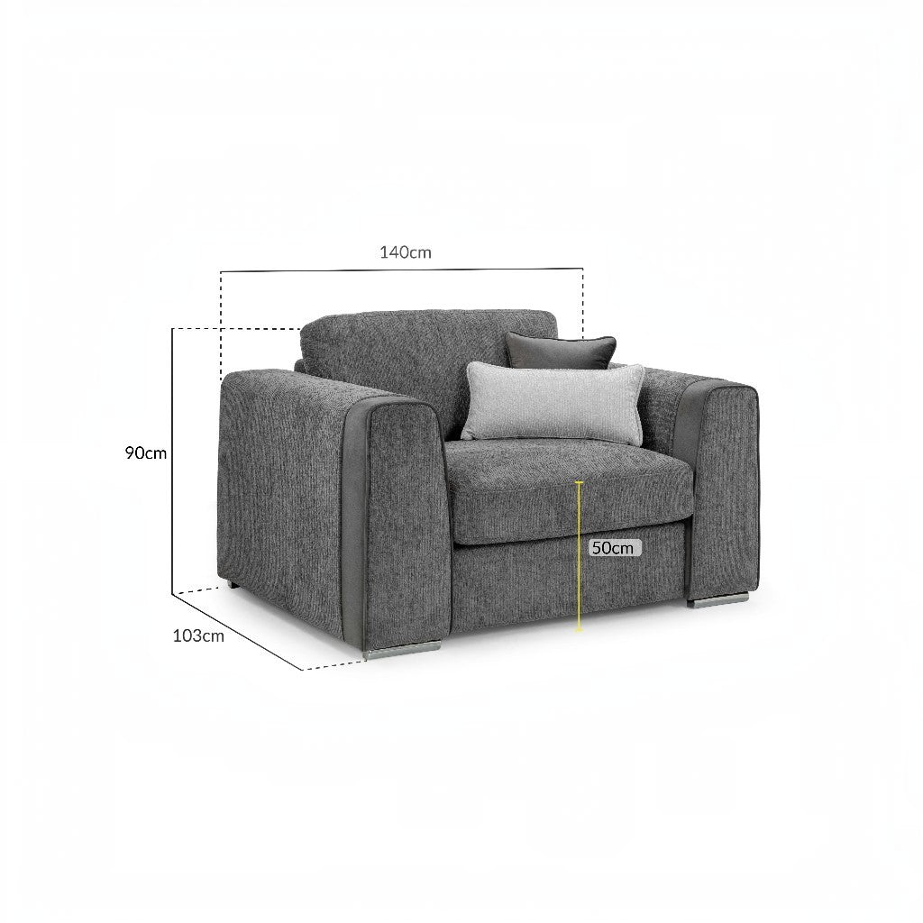 Naples Grey Fabric Armchair