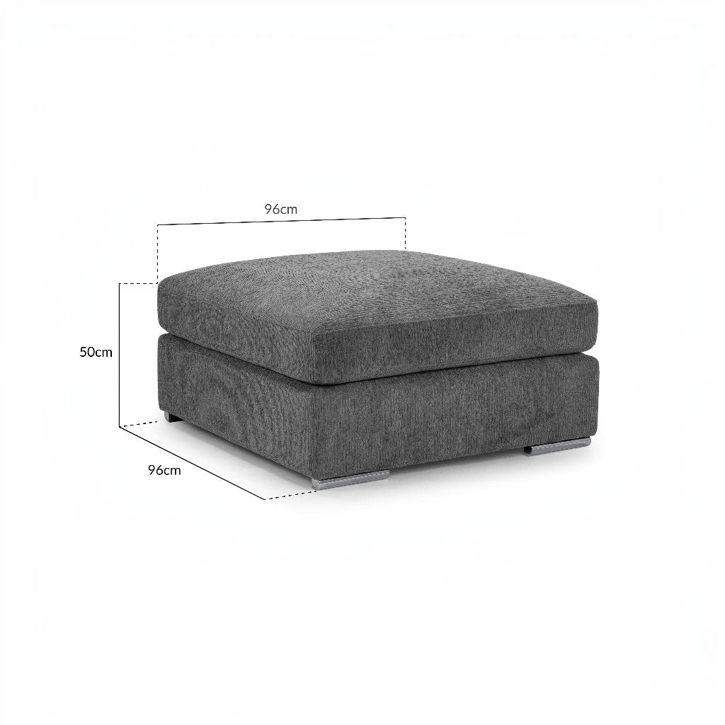 Naples Grey Fabric Footstool
