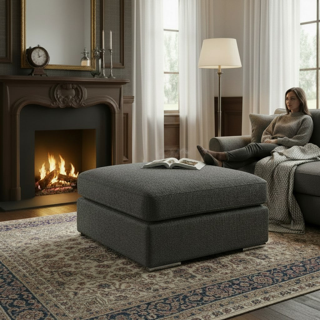 Naples Grey Fabric Footstool