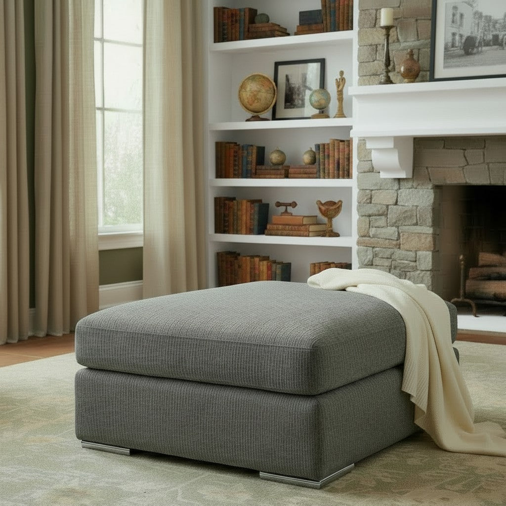 Naples Grey Fabric Footstool