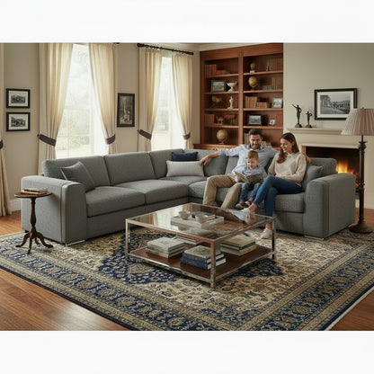 Naples Grey Fabric Large L-Shape Corner Sofa