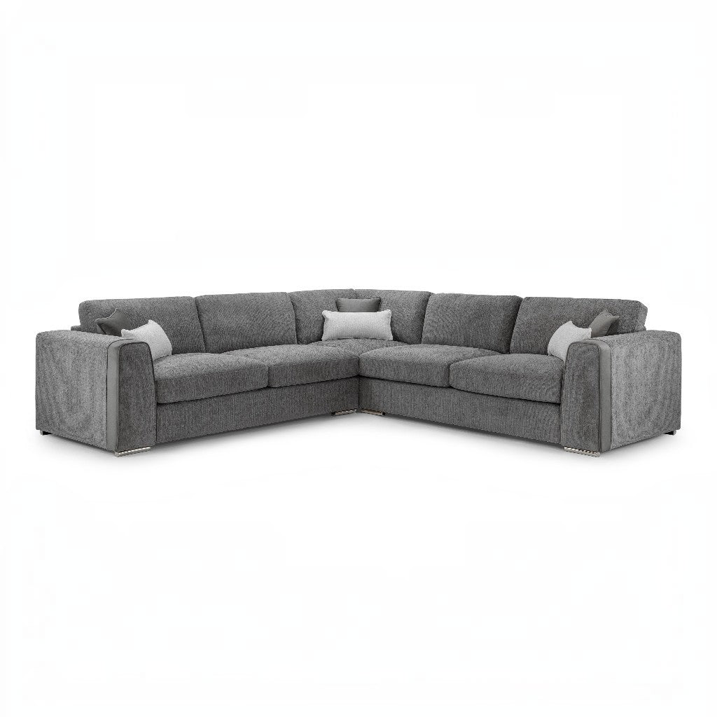 Naples Grey Fabric Large L-Shape Corner Sofa
