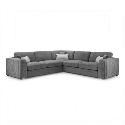 Naples Grey Fabric Large L-Shape Corner Sofa