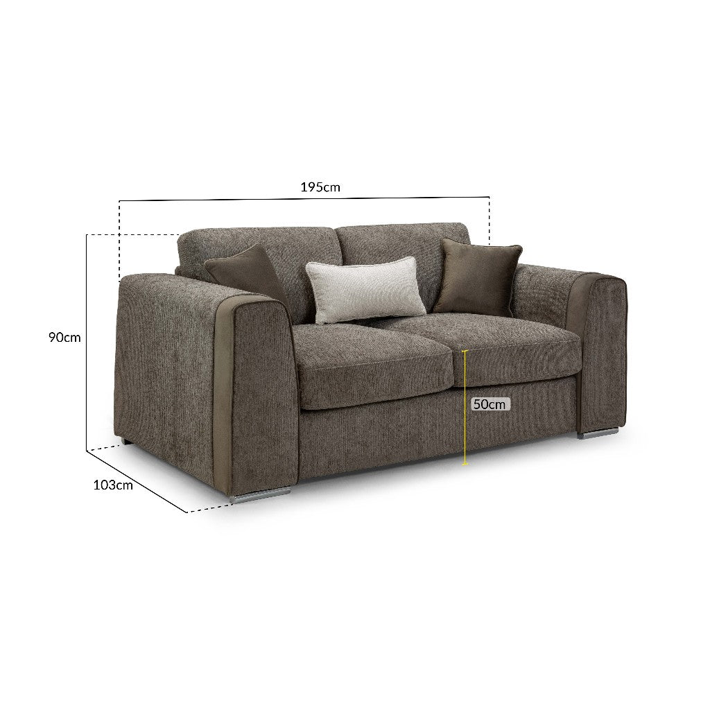 Naples Mocha Brown Fabric 2 Seater Sofa