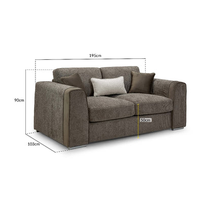 Naples Mocha Brown Fabric 2 Seater Sofa