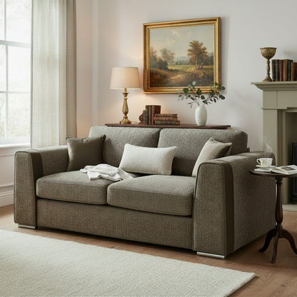Naples Mocha Brown Fabric 3 Seater Sofa