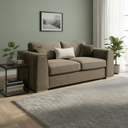 Naples Mocha Brown Fabric 3 Seater Sofa