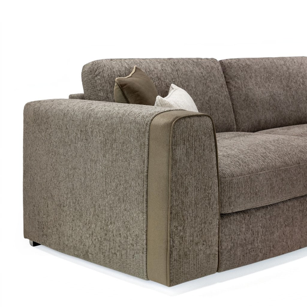 Naples Mocha Brown Fabric 3 Seater Sofa