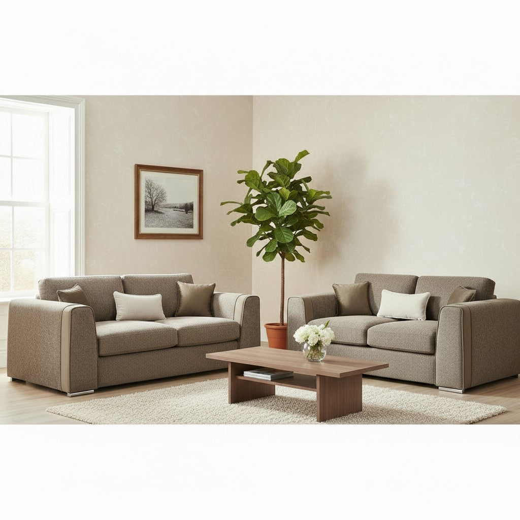 Naples Mocha Brown Fabric 3+2 Sofa Suite