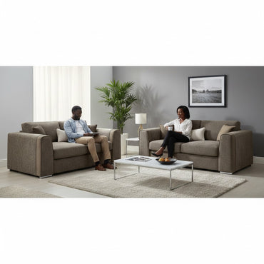 Naples Mocha Brown Fabric 3+2 Sofa Suite
