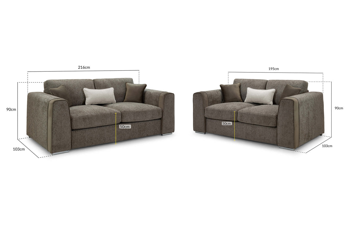 Naples Mocha Brown Fabric 3+2 Sofa Suite