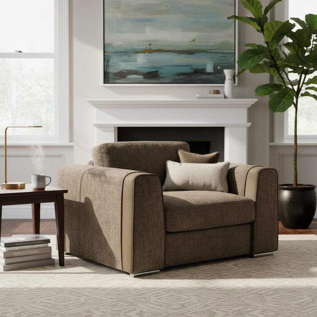Naples Mocha Brown Fabric Armchair