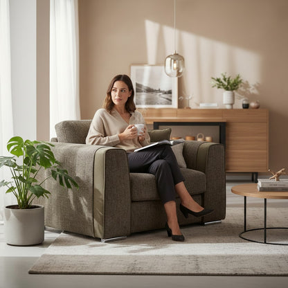 Naples Mocha Brown Fabric Armchair