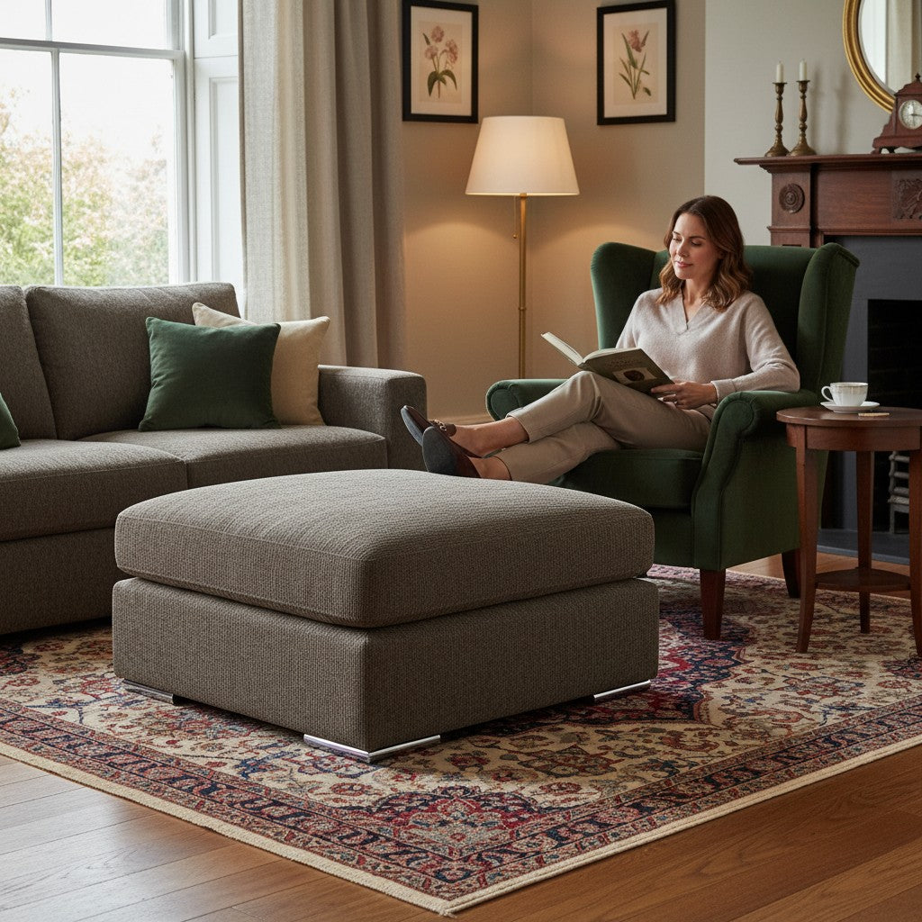 Naples Mocha Brown Fabric Footstool