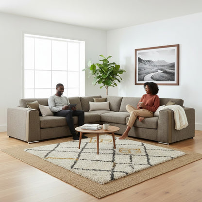 Naples Mocha Brown Fabric Large Corner Sofa