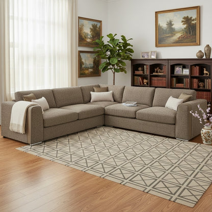 Naples Mocha Brown Fabric Large Corner Sofa