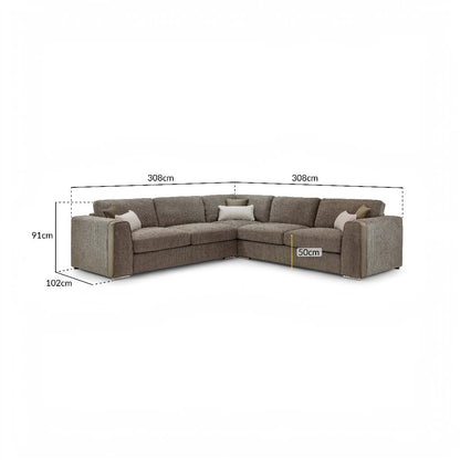 Naples Mocha Brown Fabric Large Corner Sofa