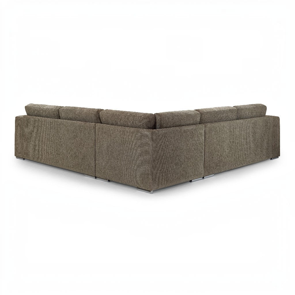 Naples Mocha Brown Fabric Large Corner Sofa