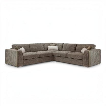 Naples Mocha Brown Fabric Large Corner Sofa