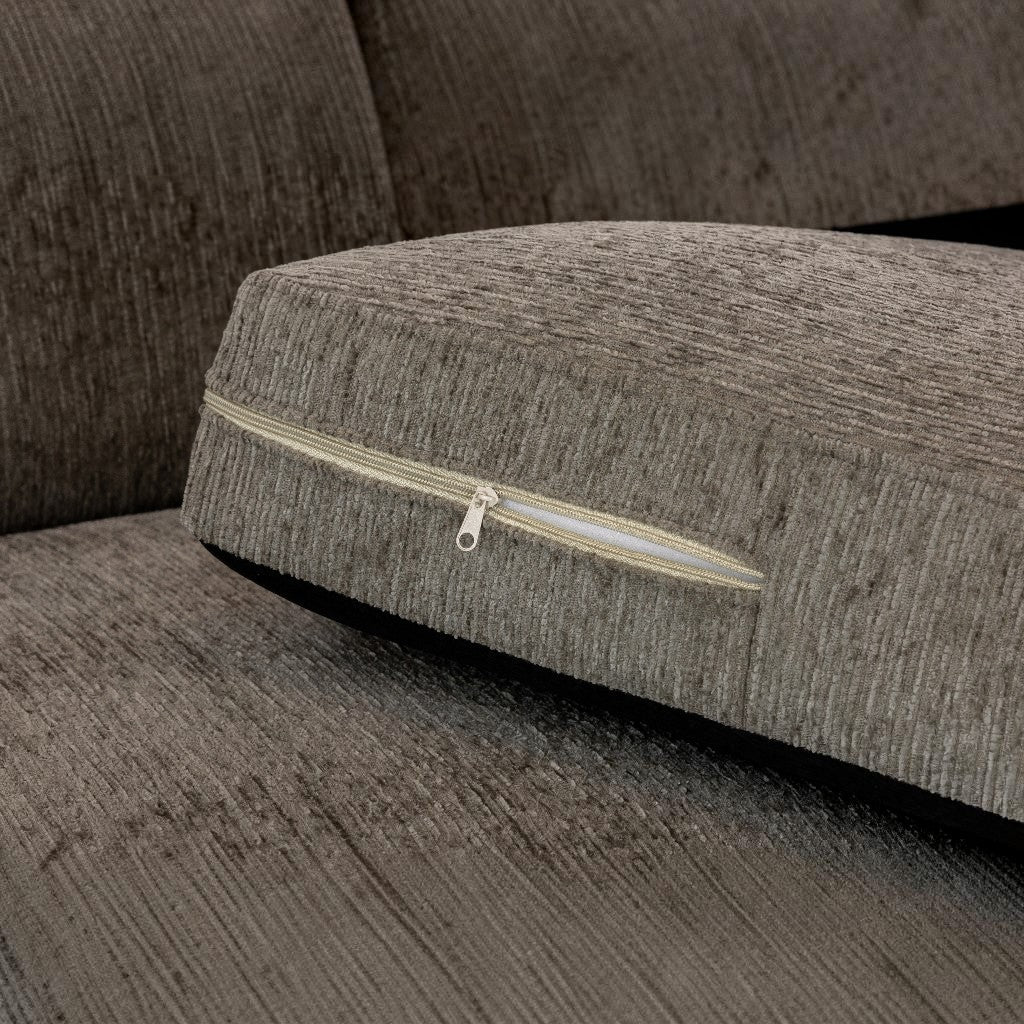 Naples Mocha Brown Fabric Large Corner Sofa