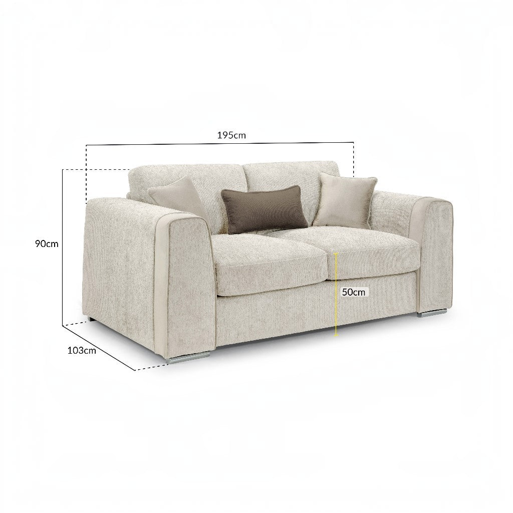 Naples Sofa Beige Fabric 2 Seater Sofa