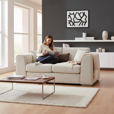 Naples Sofa Beige Fabric 2 Seater Sofa
