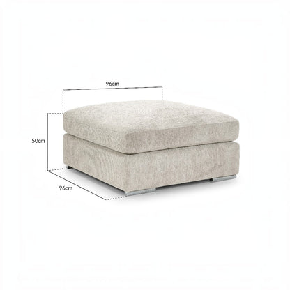 Naples Beige Cream Fabric Footstool