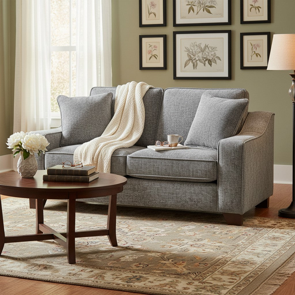 Nebraska Slate Grey Fabric 2 Seater Sofa
