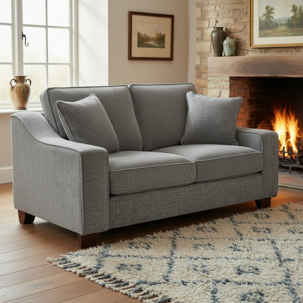 Nebraska Slate Grey Fabric 2 Seater Sofa