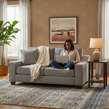 Nebraska Slate Grey Fabric 3 Seater Sofa