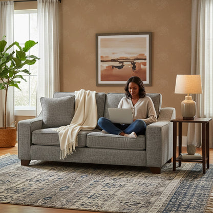 Nebraska Slate Grey Fabric 3 Seater Sofa