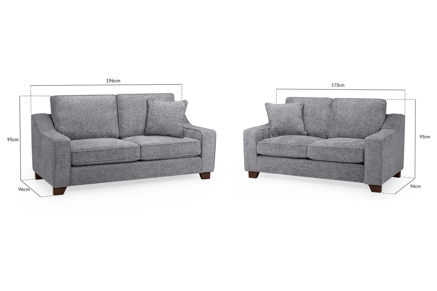 Nebraska Slate Grey Fabric 3+2 Sofa Suite