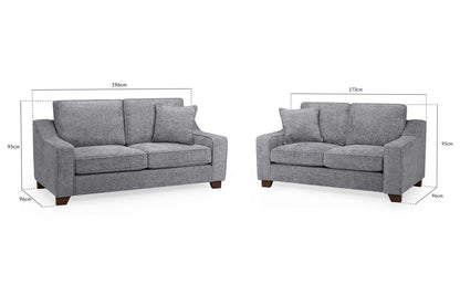 Nebraska Slate Grey Fabric 3+2 Sofa Suite
