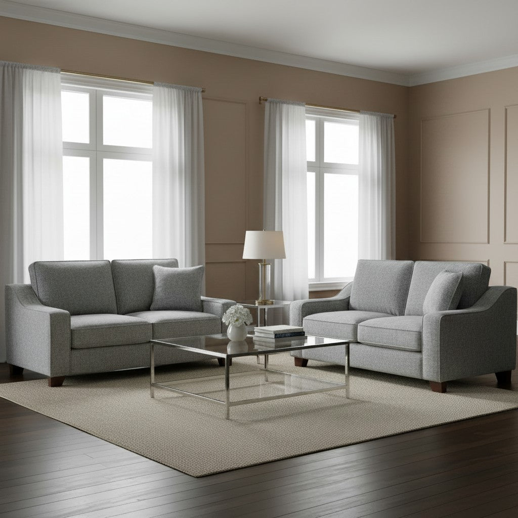 Nebraska Slate Grey Fabric 3+2 Sofa Suite