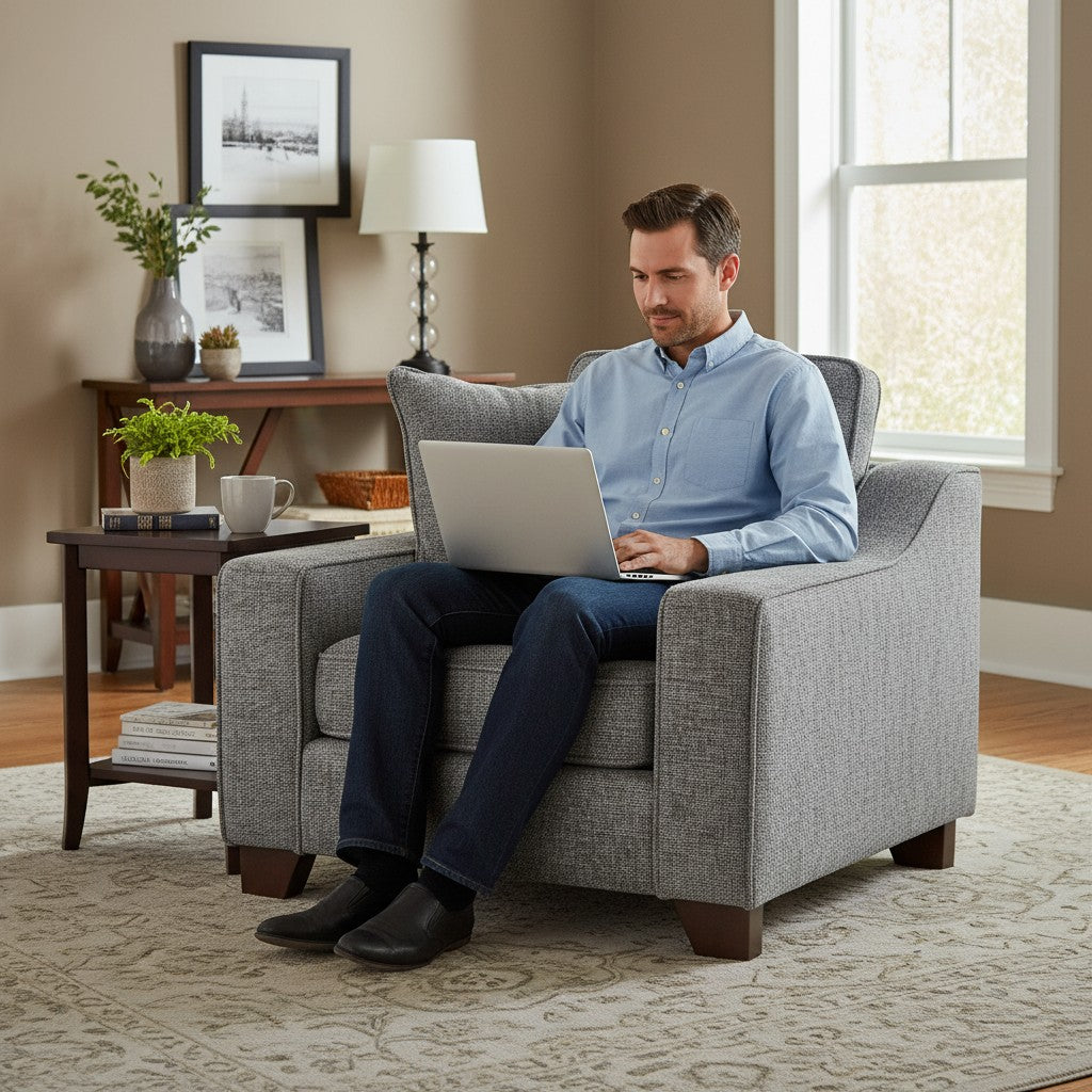 Nebraska Slate Grey Fabric Armchair